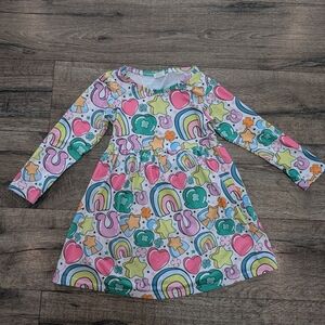 Size 5T - 6T St Patrick's Day Dress Lucky Charms Green Clover Girls Outfit